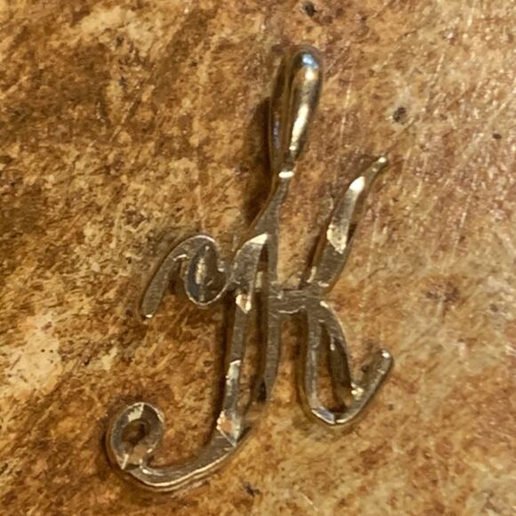 Diamond Cut Gold Plated Letter "K" Pendant 1 Inch - Picture 1 of 7